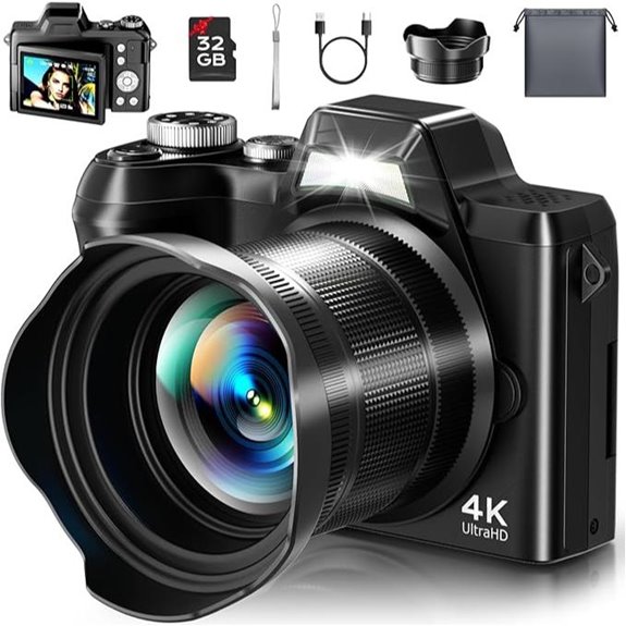 4K Digital Camera with 56MP & 16X Zoom