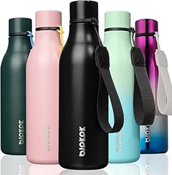 Insulated 18oz Stainless Steel Water Bottle with Strap