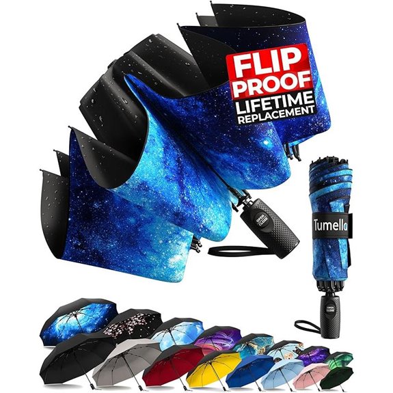TUMELLA Inverted Travel Umbrella Compact & Automatic