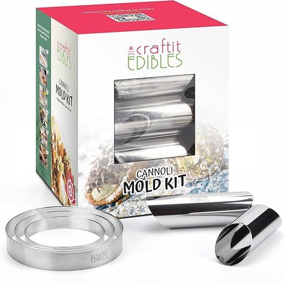 Cannoli Tube Set with Cookie Cutters (15 Large Molds)
