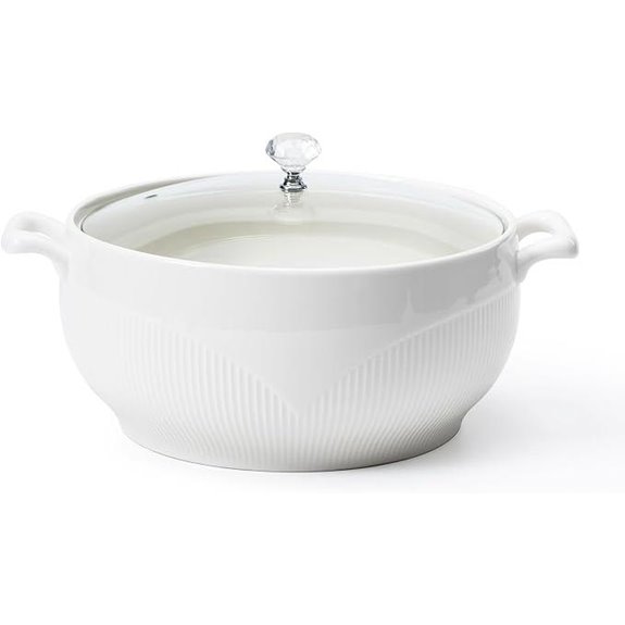 Large Ceramic Soup Tureen with Glass Lid