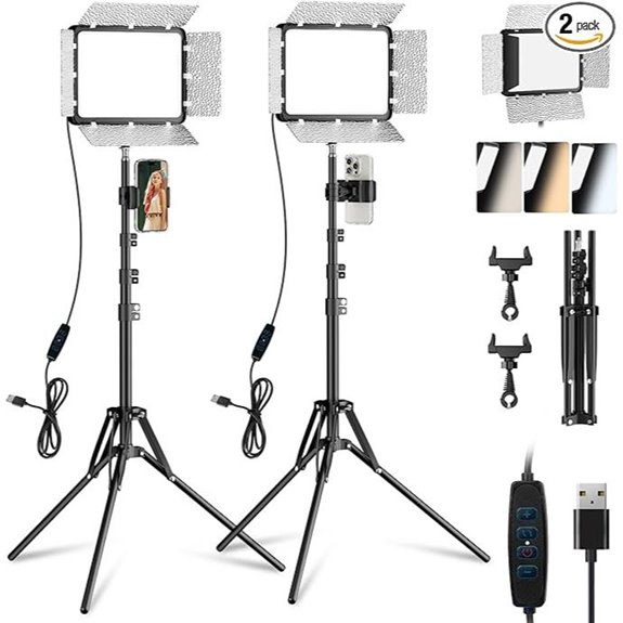 EMART LED Video Light Kit with Phone Holder & Barndoor