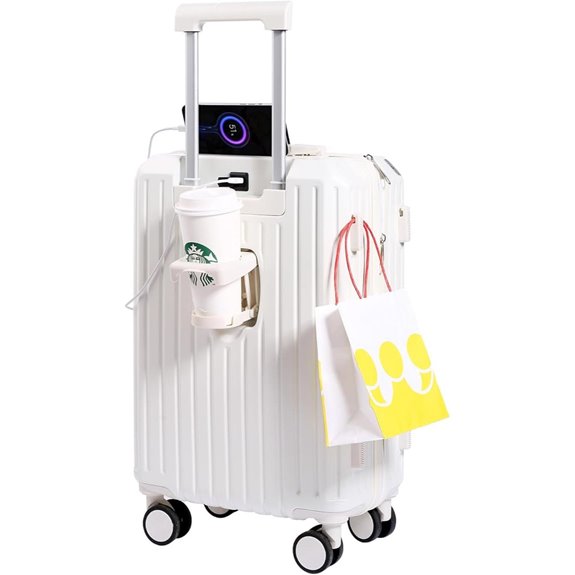 Carry-On Luggage with Cup Holder & USB Port