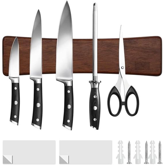 HOSHANHO Magnetic Knife Strip – Acacia Wood Organizer