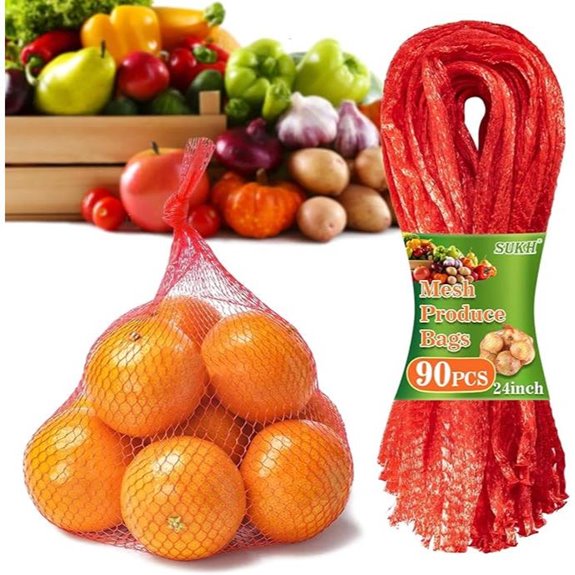 Sukh 90PCS Mesh Produce Bags for Vegetables and Fruits