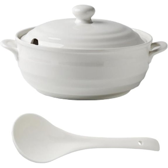 Ceramic Soup Tureen with Lid Microwave & Dishwasher Safe