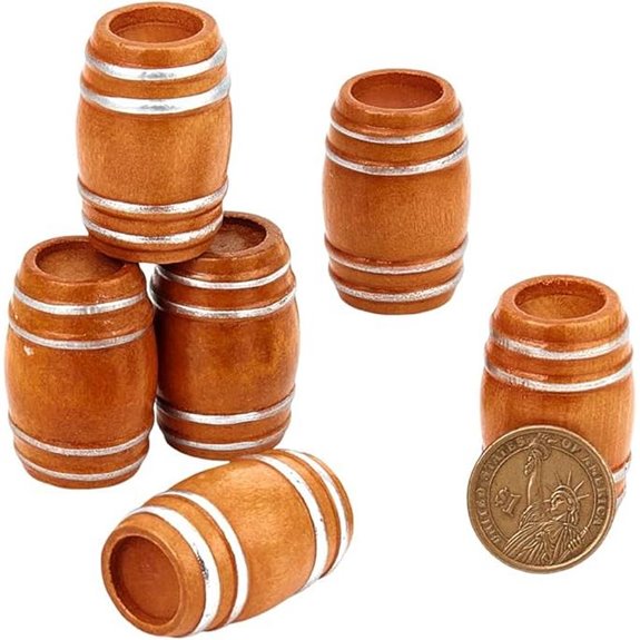 NBEADS Miniature Wooden Beer Barrels (6 Pack)