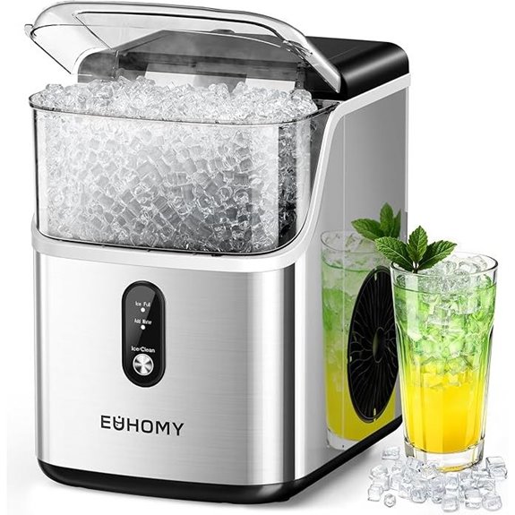 EUHOMY Nugget Ice Maker with Scoop and Basket