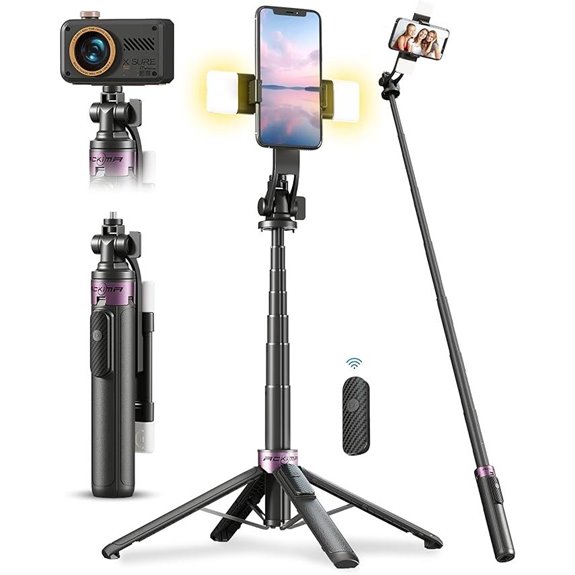 53'' Selfie Stick Tripod with Light & Remote