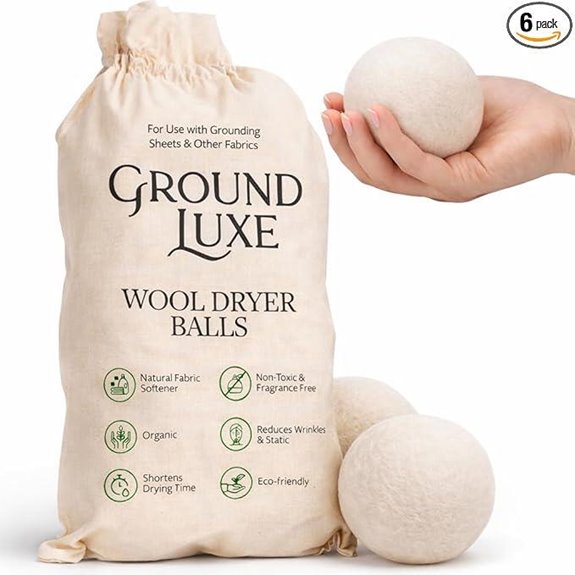 GroundLuxe Organic Wool Dryer Balls (6-Pack)
