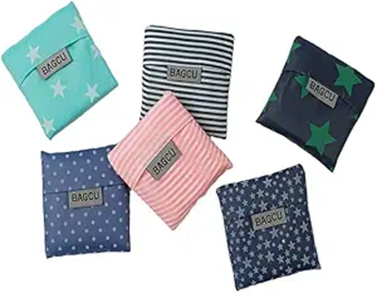 Reusable Foldable Cloth Tote Bags (6-Pack)