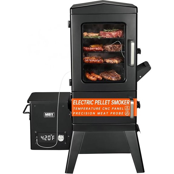 Vertical Pellet Smoker with Cover and Meat Probe