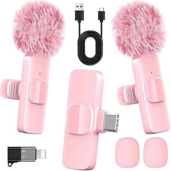 pink wireless lavalier microphone
