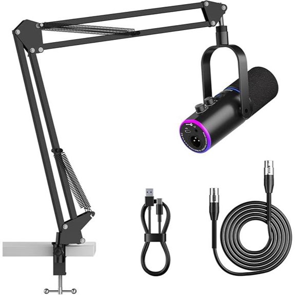 XLR/USB Podcast Microphone with Boom Arm and Reverb