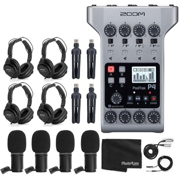 Zoom PodTrak P4 Podcast Recorder & Mic Bundle