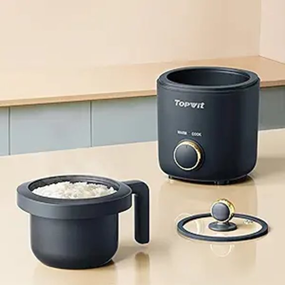 TOPWIT Mini Rice Cooker 2 Cups Non-stick Portable