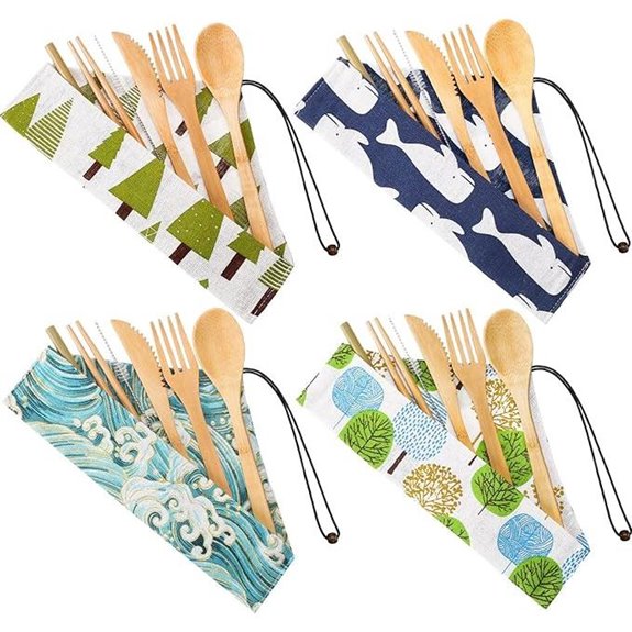 Boao Bamboo Utensil Set with Case for Travel