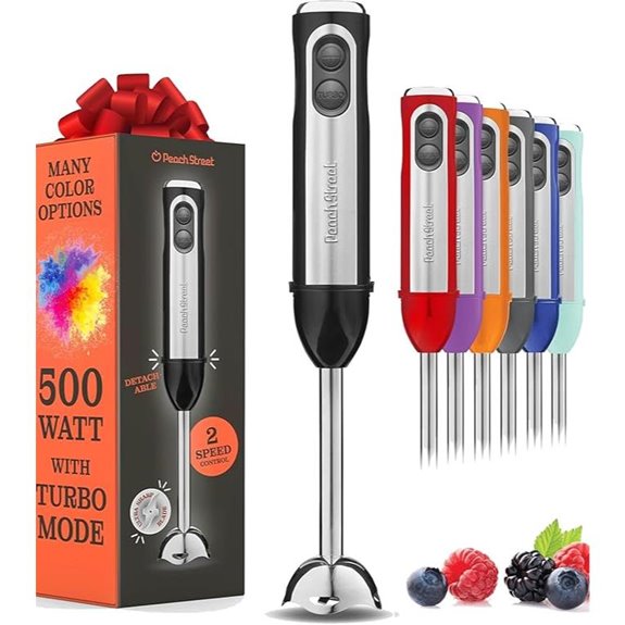 Immersion Hand Blender 500W with Turbo and Detachable Base