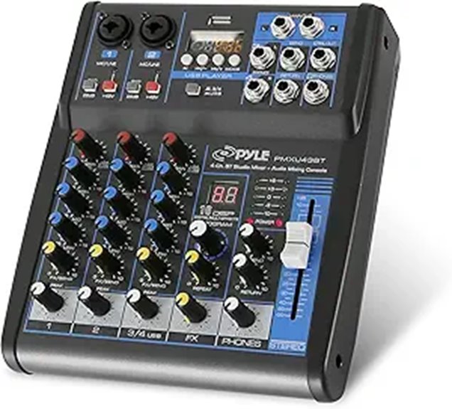 Pyle 4-Channel Professional Audio Mixer with Bluetooth