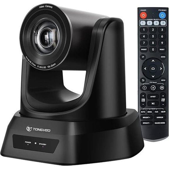 TONGVEO PTZ Camera with 10X Zoom for Streaming