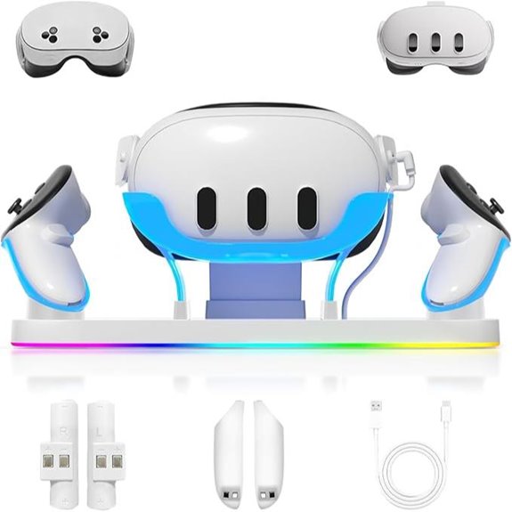 Meta Quest 3/3S Charging Dock with Batteries and LED Lights