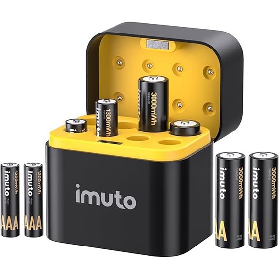 imuto Rechargeable Lithium AAA and AA Batteries (8 Pack)