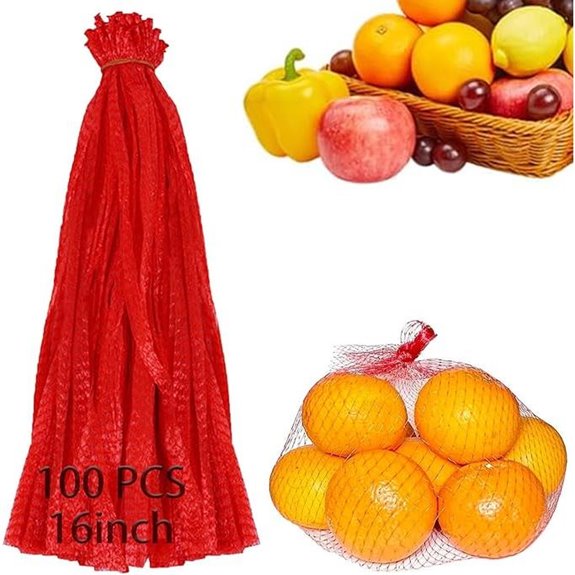 Reusable Mesh Produce Bags (100 Pack Red)