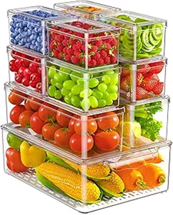 11 Pack Refrigerator Storage Bins for Fruits & Vegetables