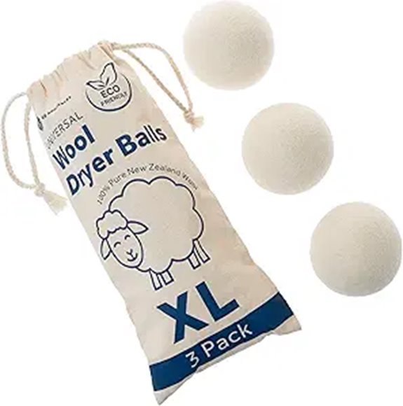 GE Wool Dryer Balls Set of 3 Reusable Natural Fabric Softener