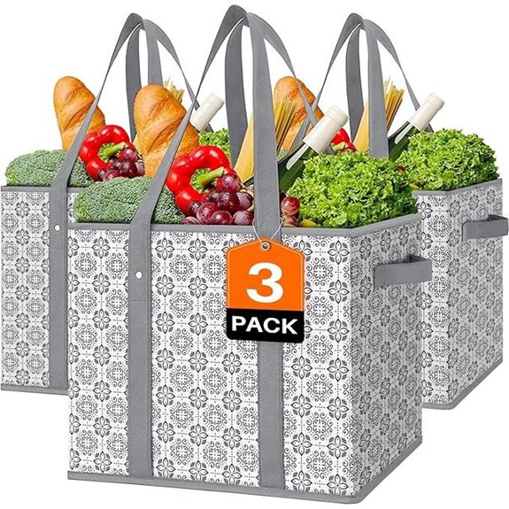 WISELIFE Reusable Grocery Bags (3 Pack)