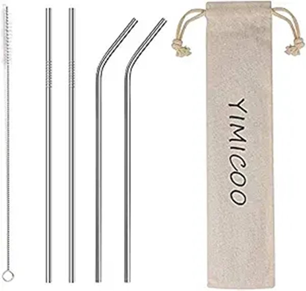 4PCS Stainless Steel Reusable Straws with Case