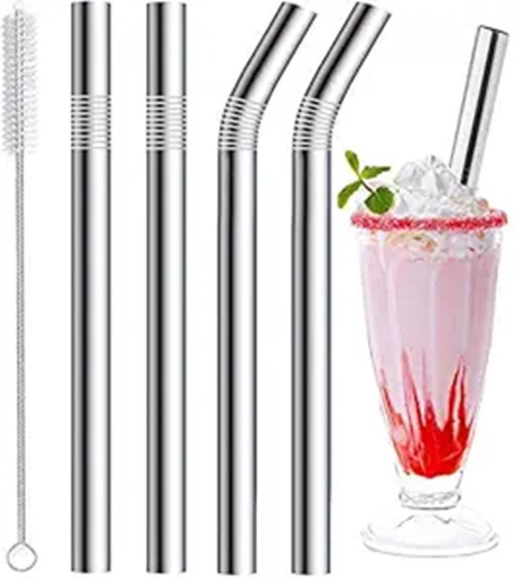 Vinaco Reusable Stainless Steel Smoothie Straws (Set of 4)