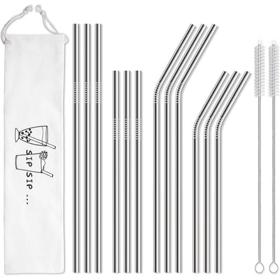 Hiware Reusable Stainless Steel Straws with Case (12 Pack)