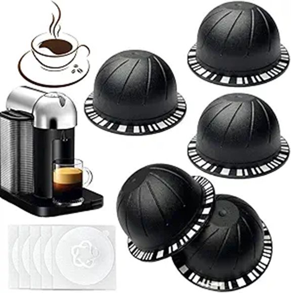 Refillable Vertuo Coffee Pods with Lids (5 pcs)