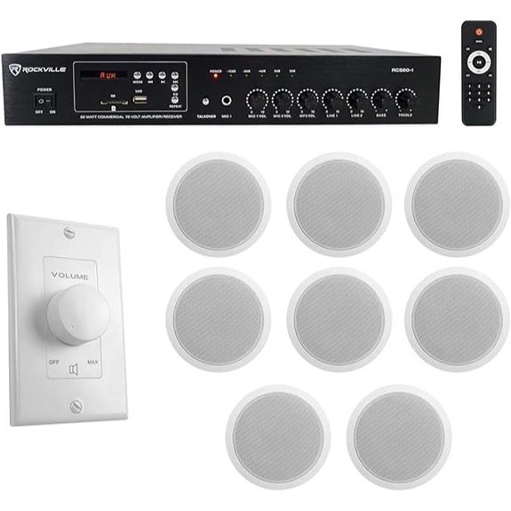 Rockville Commercial Audio Bundle with Bluetooth Amplifier