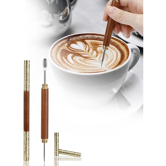Latte Art Pen with Rosewood Handle and Accessories