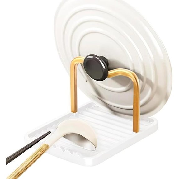 Anti-Rust Metal Spoon Rest with Lid Holder