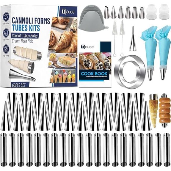Cream Horn Molds Set 60pcs Non-Stick Stainless Steel