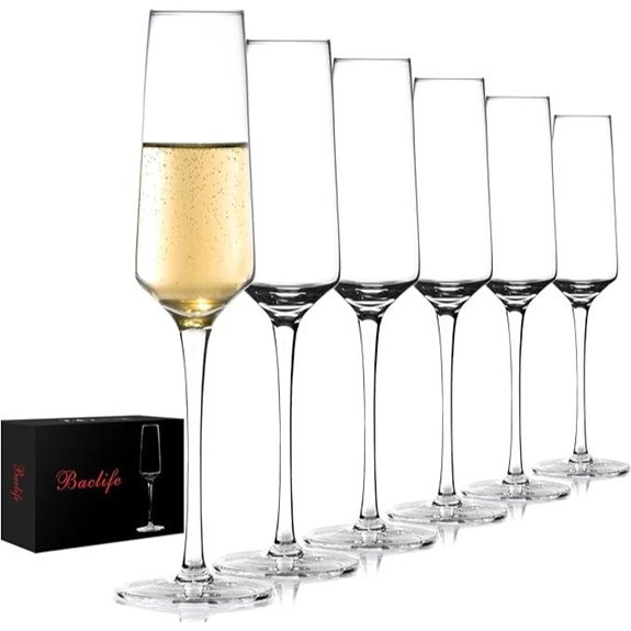 BACLIFE Champagne Flutes Set of 6 Hand Blown
