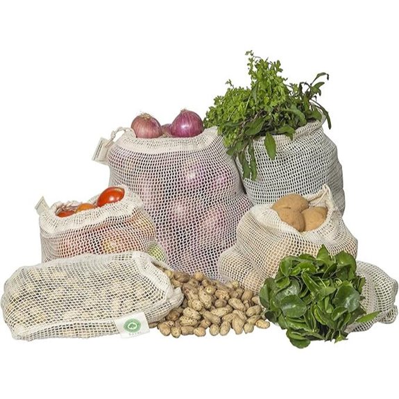 Reusable Cotton Mesh Produce Bags (Set of 6)