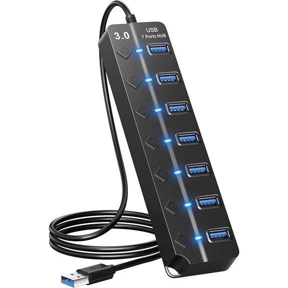 7-Port USB 3.0 Hub with Switches and Cable