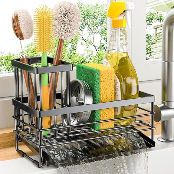 Cisily Sink Caddy with Brush Holder and Drain Tray