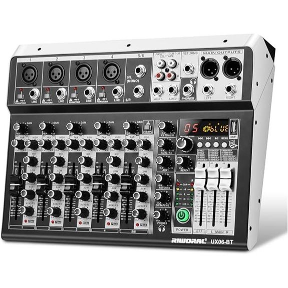 6-Channel Audio Mixer with DSP Bluetooth Reverb