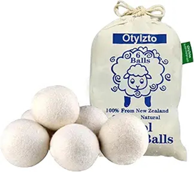 Wool Dryer Balls 6-Pack for Faster Soft Laundry