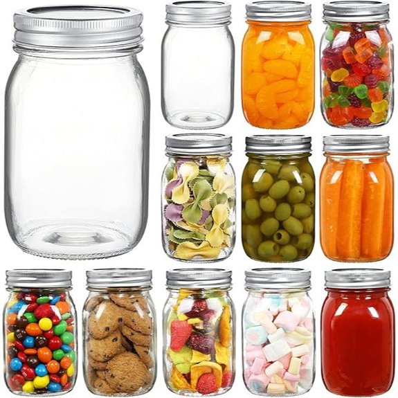 YEBODA 16 oz Mason Jars 12 Pack with Lids
