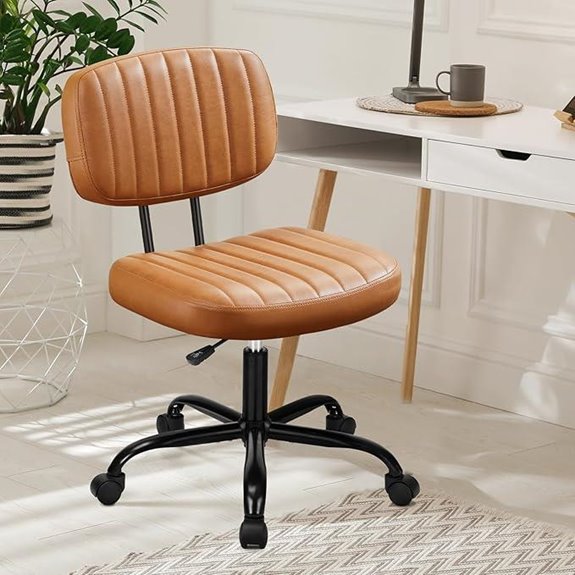 DUMOS Armless Office Desk Chair Small Brown
