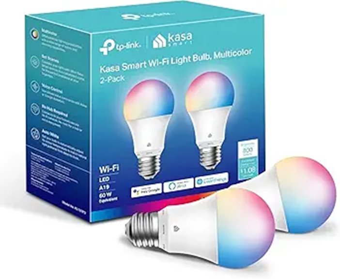 Kasa Smart Multicolor WiFi Light Bulbs 2-Pack