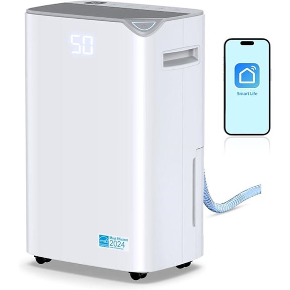 Smart Wi-Fi Dehumidifier for Home with Drain Hose