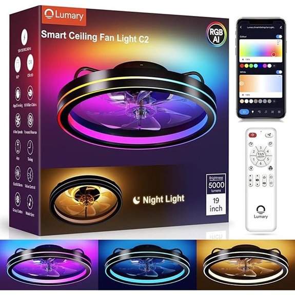 Lumary WiFi Bluetooth Ceiling Fan Light with Remote