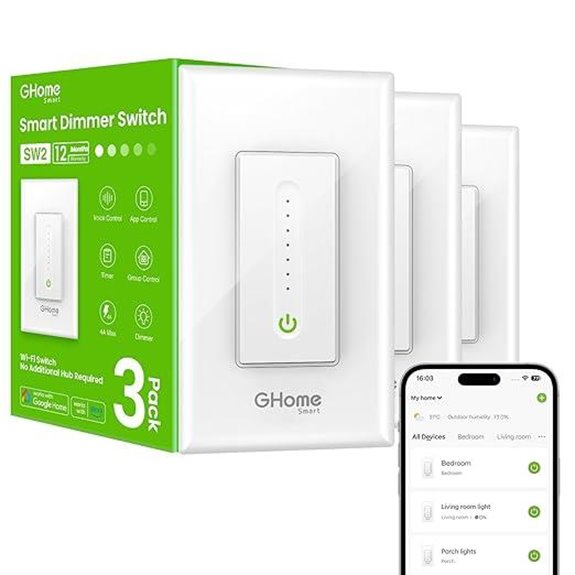 GHome Smart WiFi Dimmer Switch 3-Pack